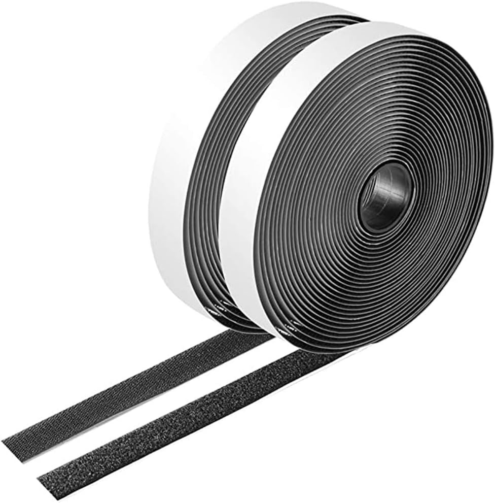 230527223415169_1 26 Feet Sticky-Back Hook and Loop Strips Roll, 3/4 Inch Black Self Adhesive Hook Loop Tape Double Sided Hook Loop Fastener Tape for Indoor Outdoor Home School Office - Image 1